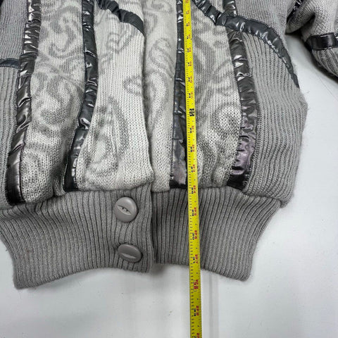 Vintage 80s Pioneer Wear Metallic Puffy Lurex Bomber Sweater Jacket Sz 12