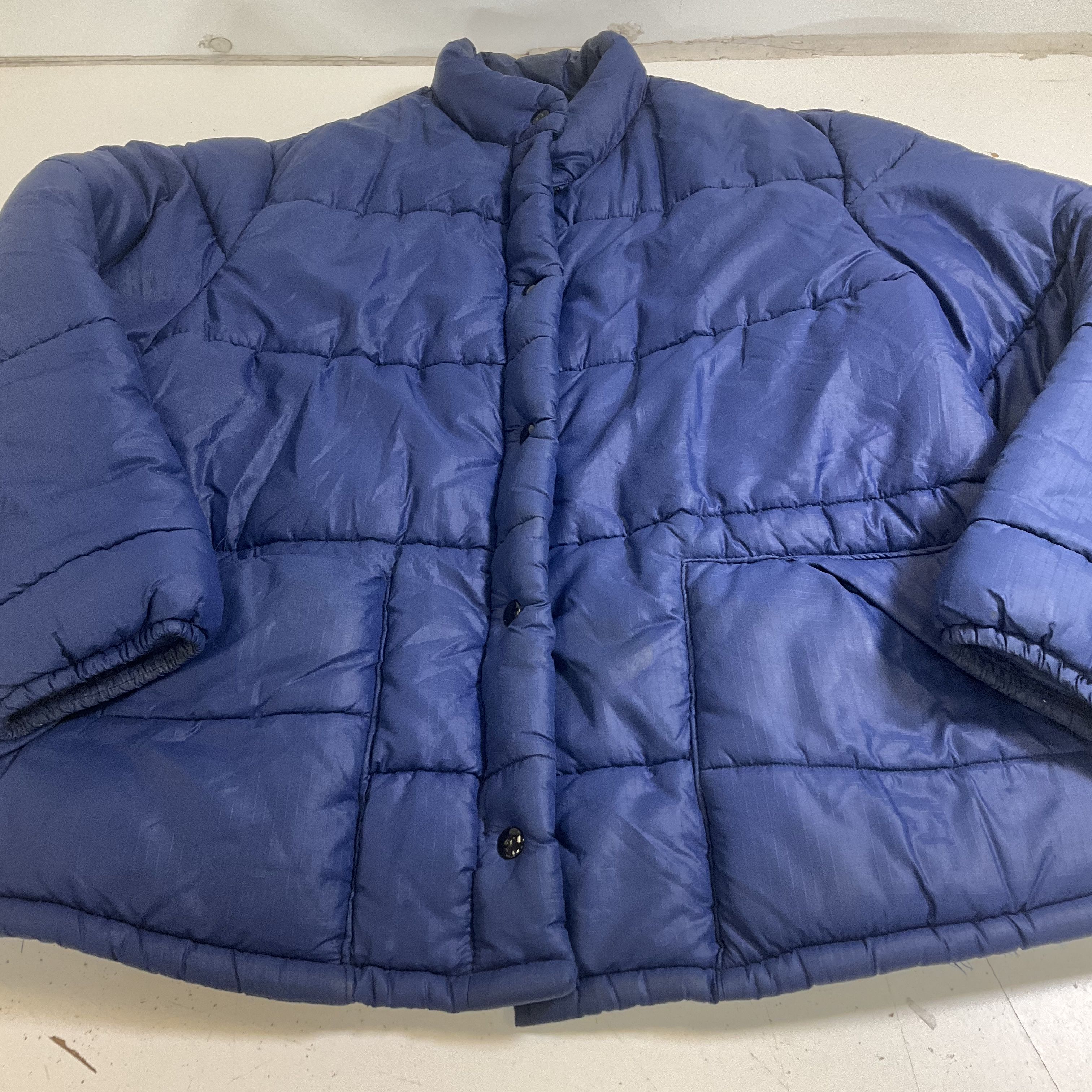 Vintage 80s Unbranded Blue Quilted Puffer Vest Snap Button Men's Size L