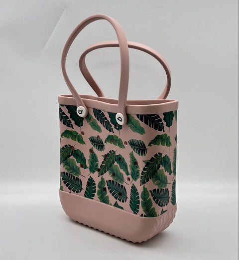 Bogg Bag Pink Tropical Palm Leaf Baby Bogg Bag Small Tote Beach Bag Washable