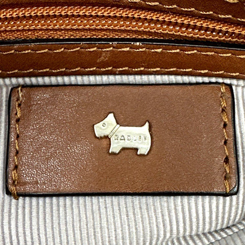 Radley London Brown Leather Satchel Handbag Crossbody Bag Gold Hardware