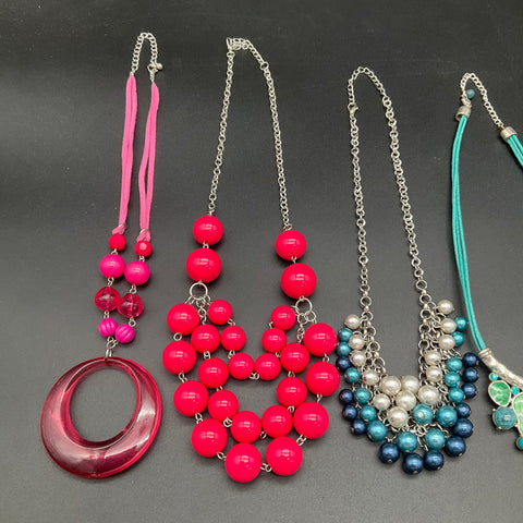 Fashion Statement Jewelry Lot of 8 Necklaces Beaded Bib Pendant Multi-Strand