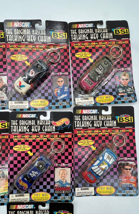 NASCAR Talking Key Chain Lot 7 Drivers BSI Hot Wheels 1999 Vintage MOC