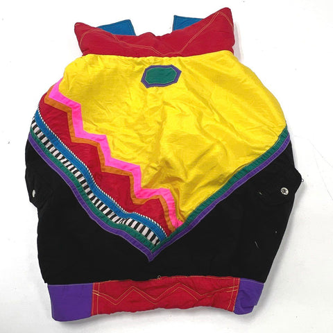 Vintage 90s Colorblock Neon Padded Dog Jacket Coat Geometric Quilted Sz 30