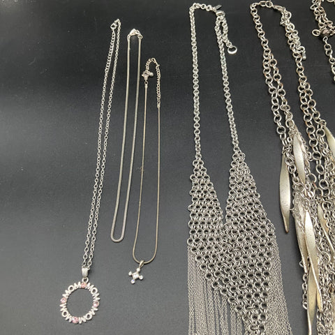Silver Tone Costume Jewelry Vintage Style Necklaces Dragon MOM Pearl Lot of 10