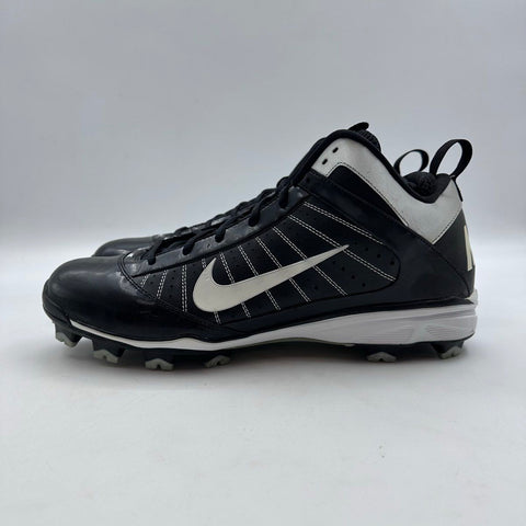 Nike Power Channel Baseball Cleats Black White Metallic Silver Size 15