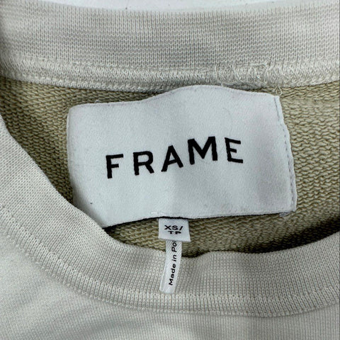 Frame Men's Colorblock Sweatshirt Milk Beige Patchwork Cotton Crewneck Sz XS
