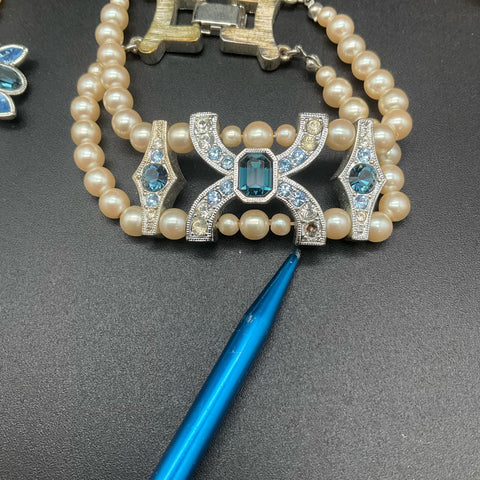 Vintage Faux Pearl Rhinestone Costume Jewelry Lot Necklaces Bracelets 15pc