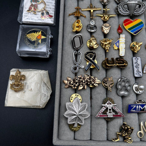 Mixed Lapel Pin Lot Military Boy Scouts Olympics Advertising 46pc Vintage