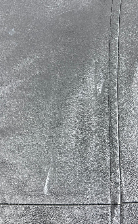 Phase Two Black Leather Full Zip Field Jacket Coat Men's Size XL