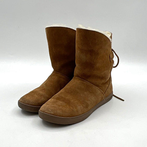 Koolaburra by UGG Dezi Chestnut Suede Faux Fur Winter Mid Calf Boots Size 9