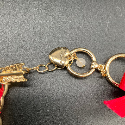 Betsey Johnson Gold Tone Christmas Charm Bracelet Holiday Whimsical Multi 7.5"