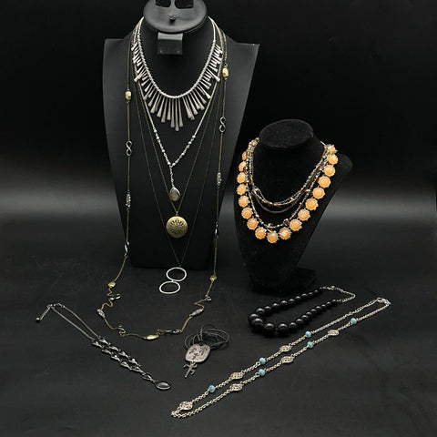 Vintage to Modern Costume Jewelry Necklace Lot of 10 Beaded Statement Boho