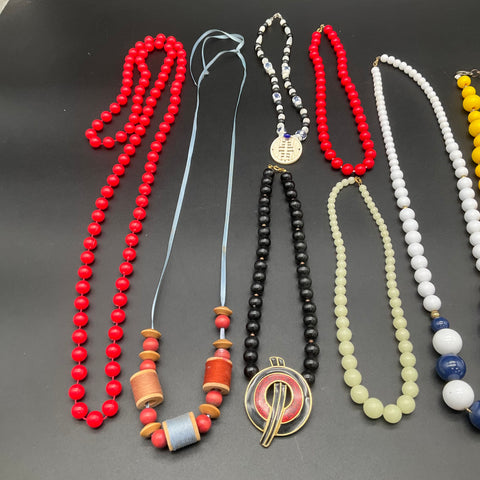 Vintage Retro Costume Jewelry Lot of 9 Beaded Necklaces Pendants 80s 90s Style