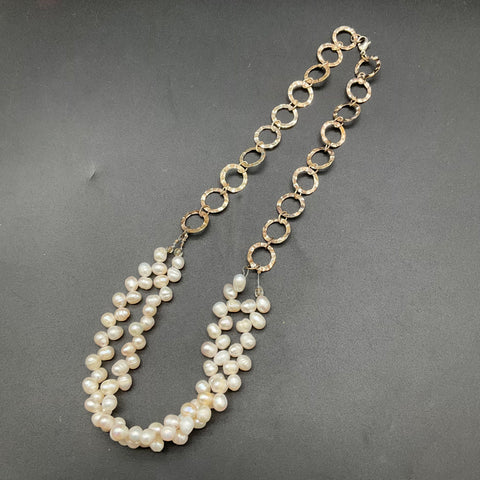 Pearl Costume Jewelry Lot 6 Necklaces 1 Pair Earrings Heart Pendants 0.48lb