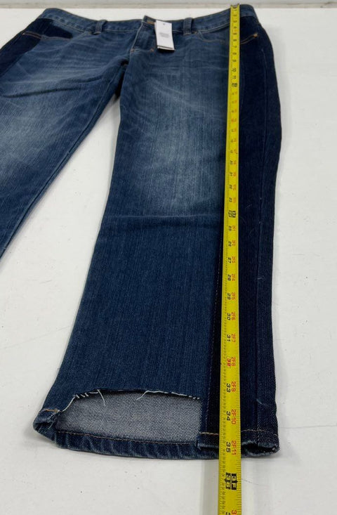 White House Black Market WHBM Women's The Straight Crop Two Tone Jeans Size 6