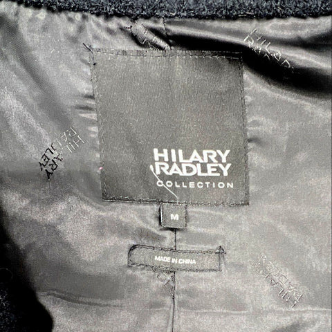Hilary Radley Collection Black Wool Blend Button Front Cape Poncho Jacket Sz M