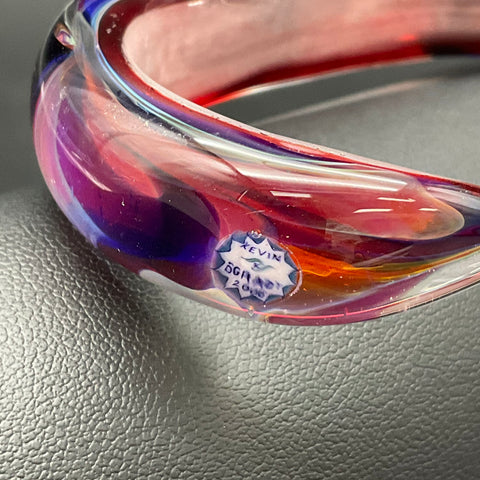 Kevin O'Grady Aurora Borealis Art Glass Bangle Cuff Bracelet Signed
