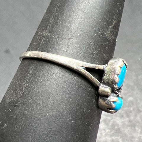 Sterling Silver Turquoise Leaf Ring Size 6.75 1.77g