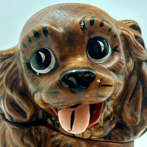 Vintage Ceramic Dog Cookie Jar Cocker Spaniel 10 Inch Hand-Painted Figurine