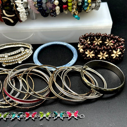 Fashion Jewelry Bracelet Lot Vintage to Modern Beaded Bangles Cuffs Pcs