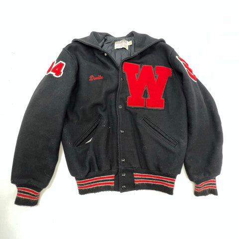 DeLong Vintage Y2K Womens Wool Varsity Letterman Jacket Westside 04 Black L