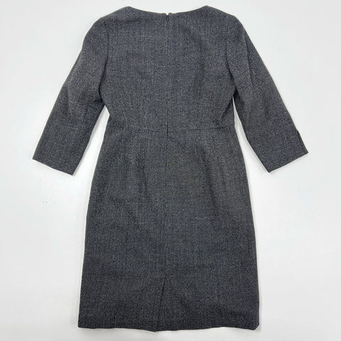 Vintage Pendleton Women's Gray Virgin Wool Long Sleeve Dress Sz 4 Petite
