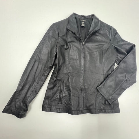 George Vintage Y2K Black Leather Moto Jacket Women's Size M