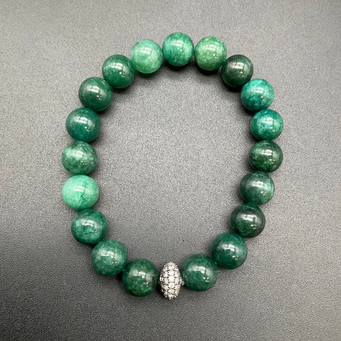 4 Beaded Stone Stretch Bracelets Lot Green Jasper Labradorite Lava Rock Unisex