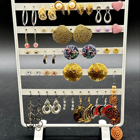 Vintage and Fashion Earrings Jewelry Lot 24 Pairs Gold Silver Tone Hoops Studs