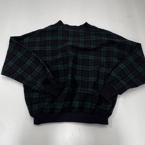 Vintage Pendleton Men's Green Black Watch Plaid Virgin Wool Cardigan Sz XL