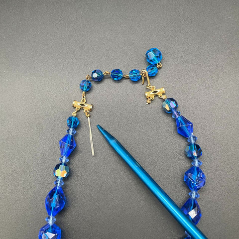 Vintage Glass Crystal Beaded Necklace Lot of 3 AB Finish Signed Japan