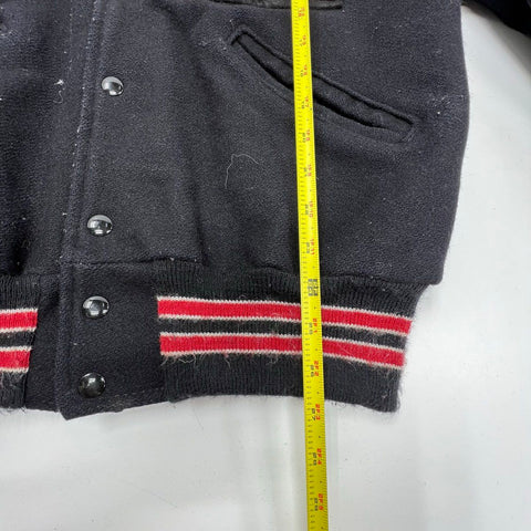 DeLong Vintage Y2K Womens Wool Varsity Letterman Jacket Westside 04 Black L