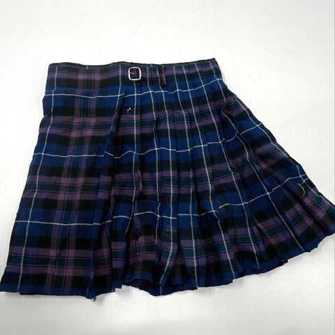 Scottish Design Tartans Men's Blue Purple Plaid Pleated Wool Blend Kilt Sz 36