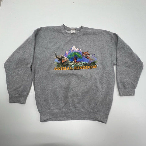 Vintage Y2K Disney World Animal Kingdom Graphic Sweatshirt Gray Men's XL