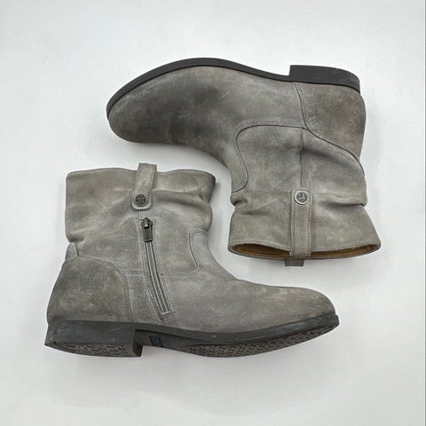 Birkenstock Stowe Grey Leather Suede Zip Ankle Boots Women's Size 39 L