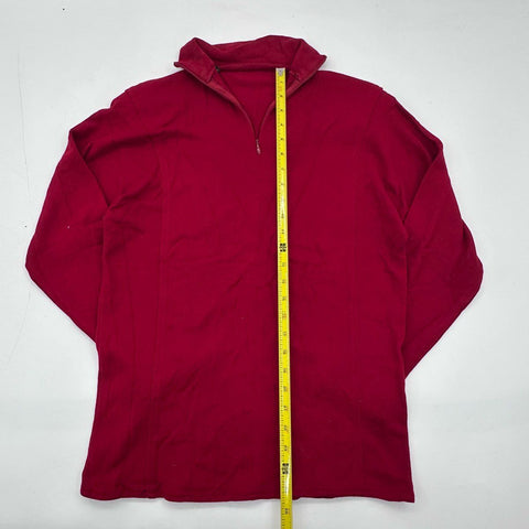 Vintage 80s Anne Klein Red 1/4 Zip Knit Top Shoulder Pads ILGWU USA Sz S