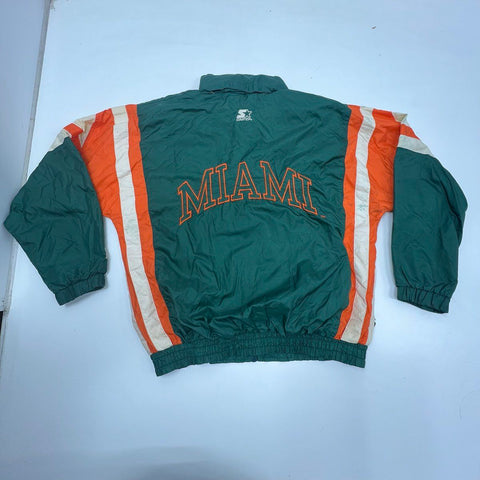 Vintage 90s Starter Miami Hurricanes NCAA Full Zip Puffer Jacket Sz M