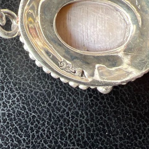 925 Sterling Silver Abalone Oval Pendant Necklace 11.11