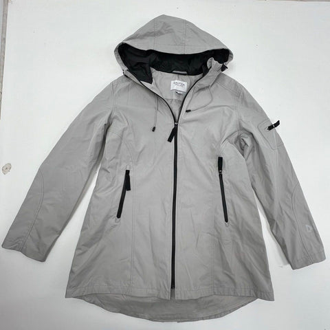 Nautica Women's NWT White Gold Packable Water Resistant Rain Jacket Hooded XL