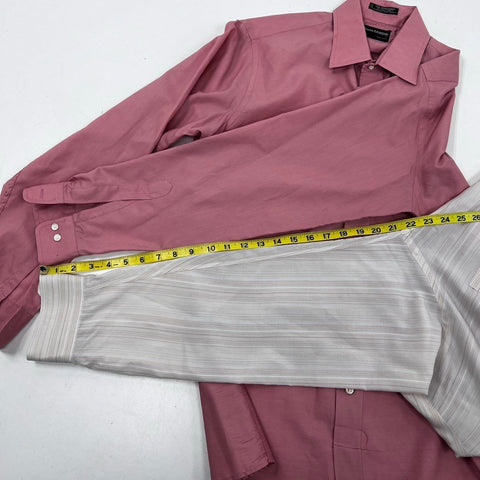 Vintage Pierre Cardin Men's Long Sleeve Button Up Shirts Lot 2 Mauve Beige 15.5