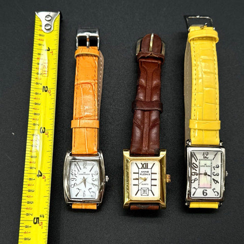 Anne Klein Women's Quartz Fashion Watch Lot of 3 Rectangular Leather Straps