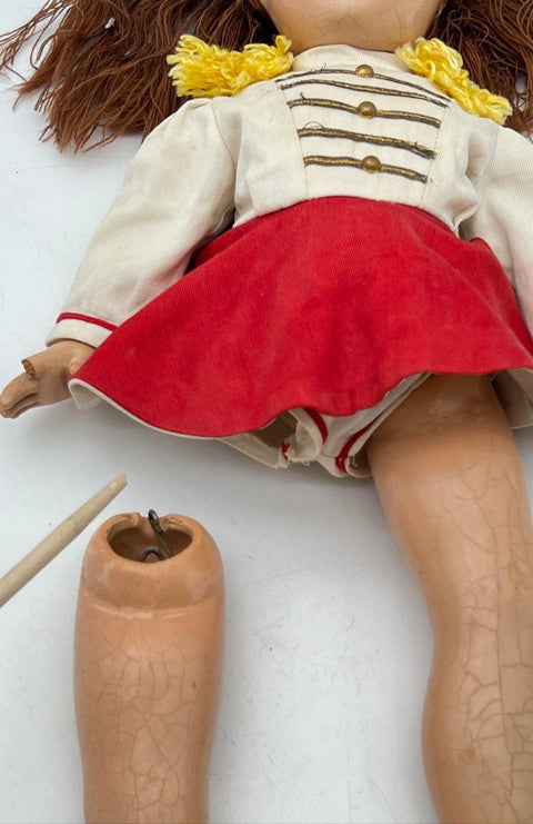Vintage Effanbee 18 Inch Majorette Doll Red White Composition