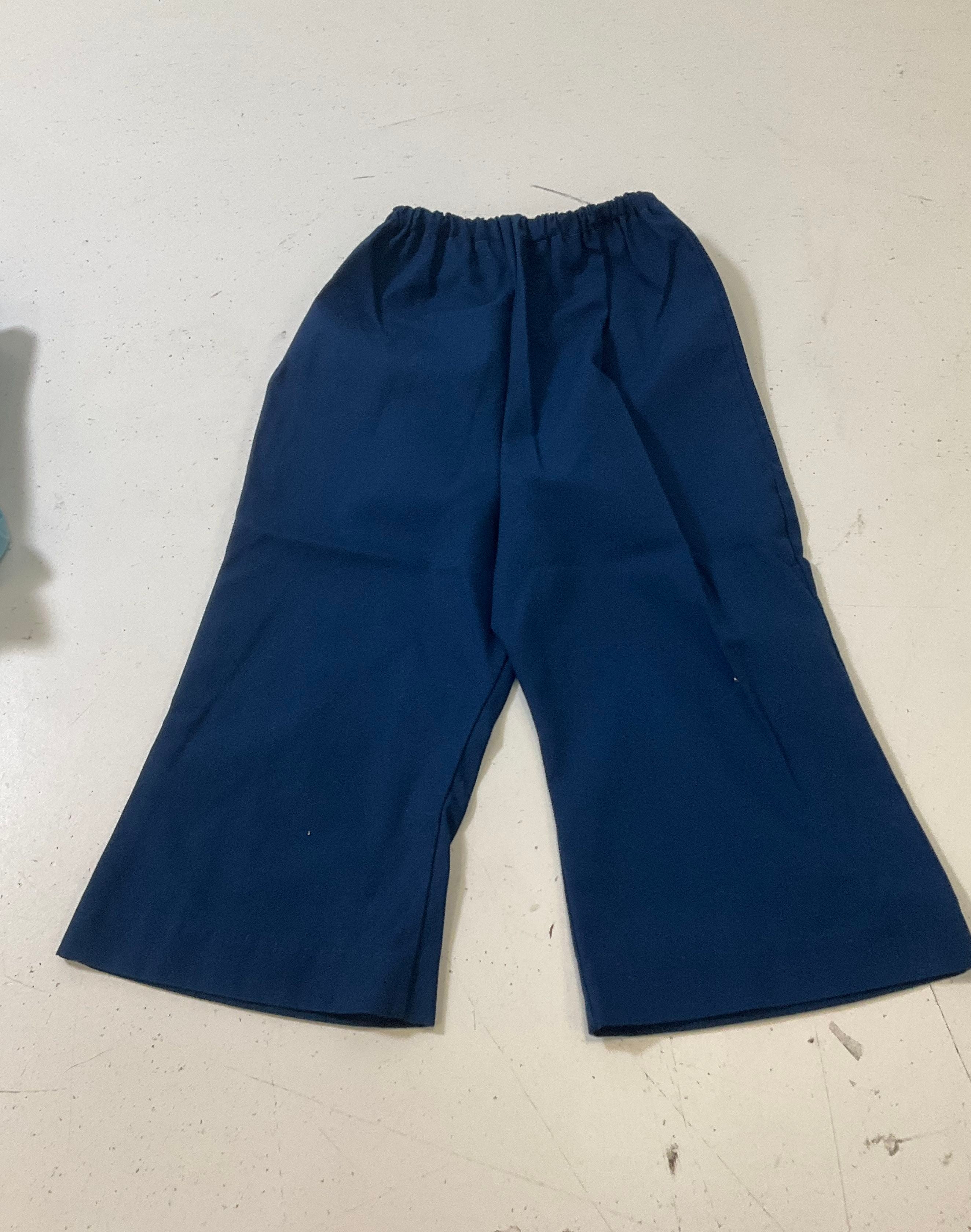 Lot of 3 Pair Vintage 1970s Blue Toddler's Bell Bottom Pants See Measurements