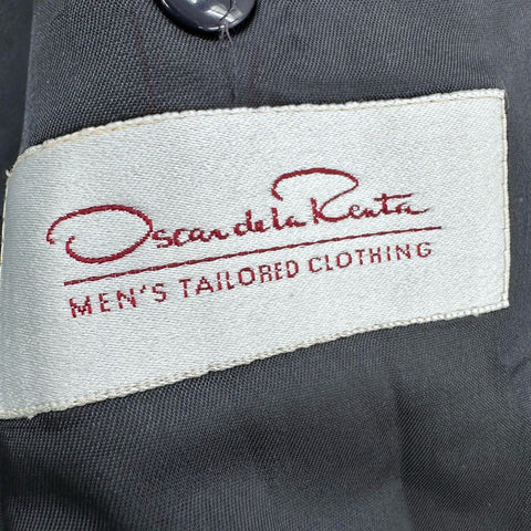 Oscar De La Renta Men's Double Breasted Windowpane Blazer Jacket Sz 40R