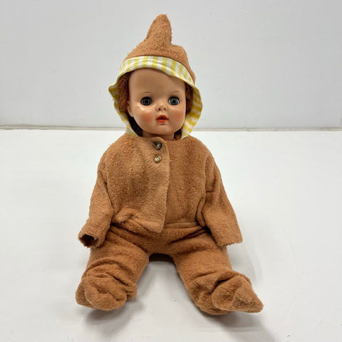 Vintage 1950s Baby Doll Sleep Eyes Rooted Hair w/ 2 Outfits Mid Century Toy