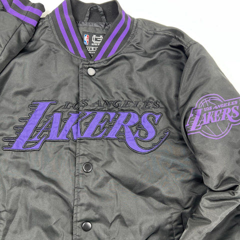 Ultra Game Men's Los Angeles Lakers Black Quilted Varsity Bomber Jacket Sz S