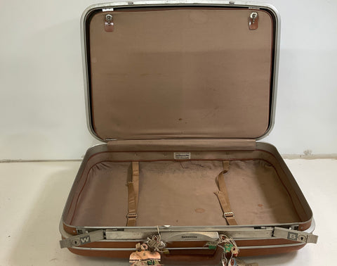 Vintage 60s Samsonite Brown Silhouette Hardcase Suitcase Luggage Set Lot of 2