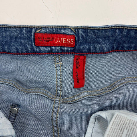 Guess Men's Blue Regular Straight Leg Jeans Zipper Back Pockets Sz 32