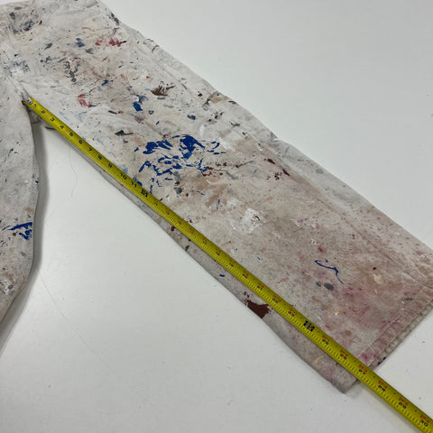 Dickies White Paint Splatter Distressed Bib Overalls Workwear Men's 34x28