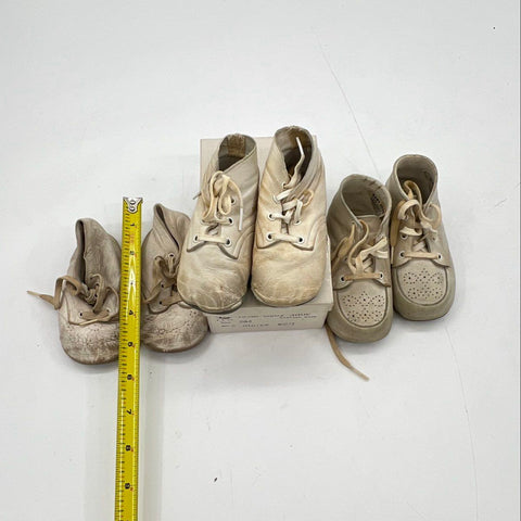 Vintage Ideal Baby Shoe & Baby Deer White Leather Walking Shoes Lot Sizes 2 3